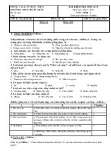 Bài kiểm tra học kì I năm học 2014- 2015 môn sinh 7 thời gian làm bài 45 phút